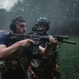 Tactical operators training in the rain.